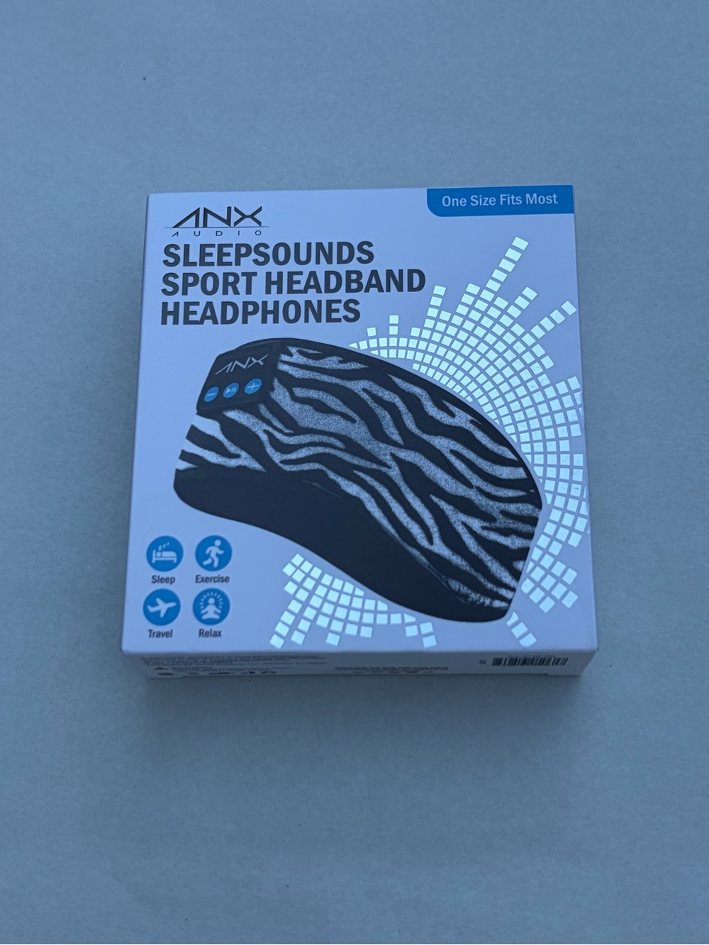SleepSounds Sport Headband Headphones - Black & Silver Zebra